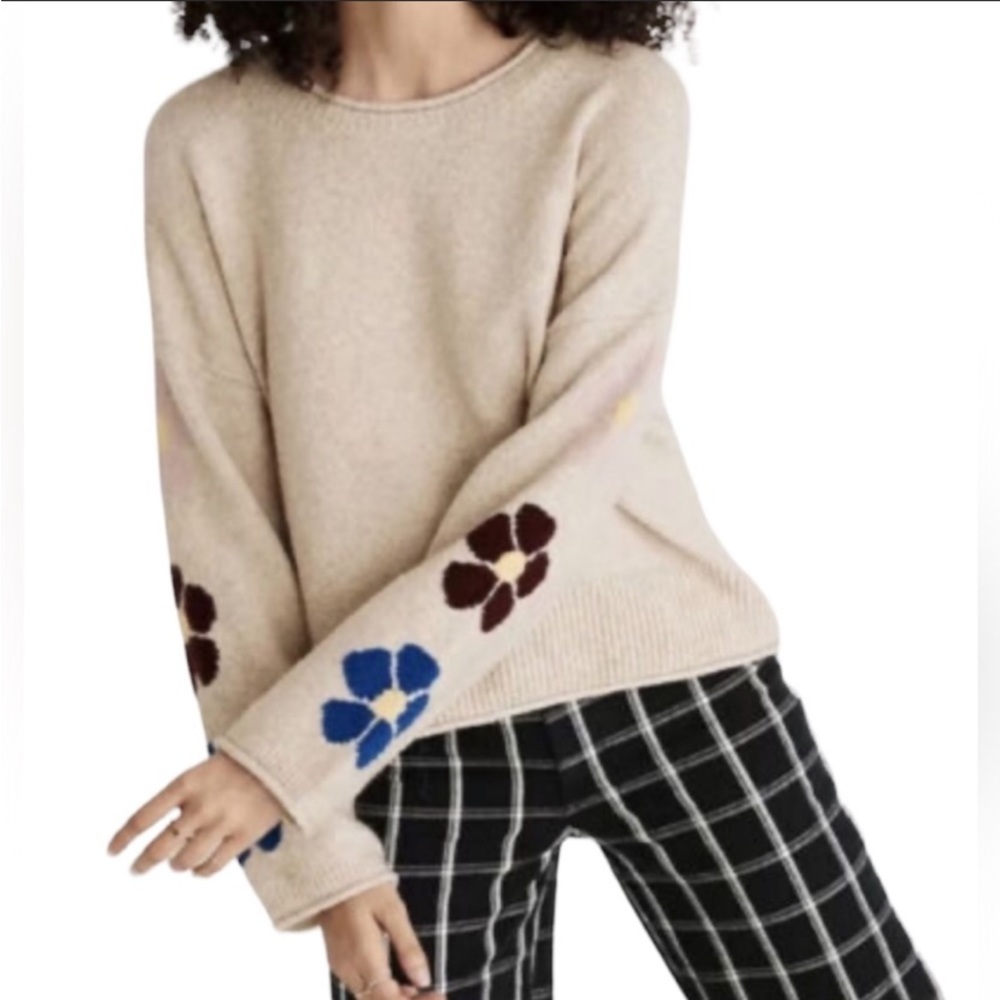 Madewell Belmore Floral Sleeved Pullover Sweater